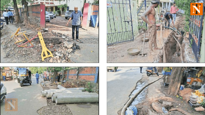 Ongoing Sewer Line Work in Dhantoli Troubles Residents